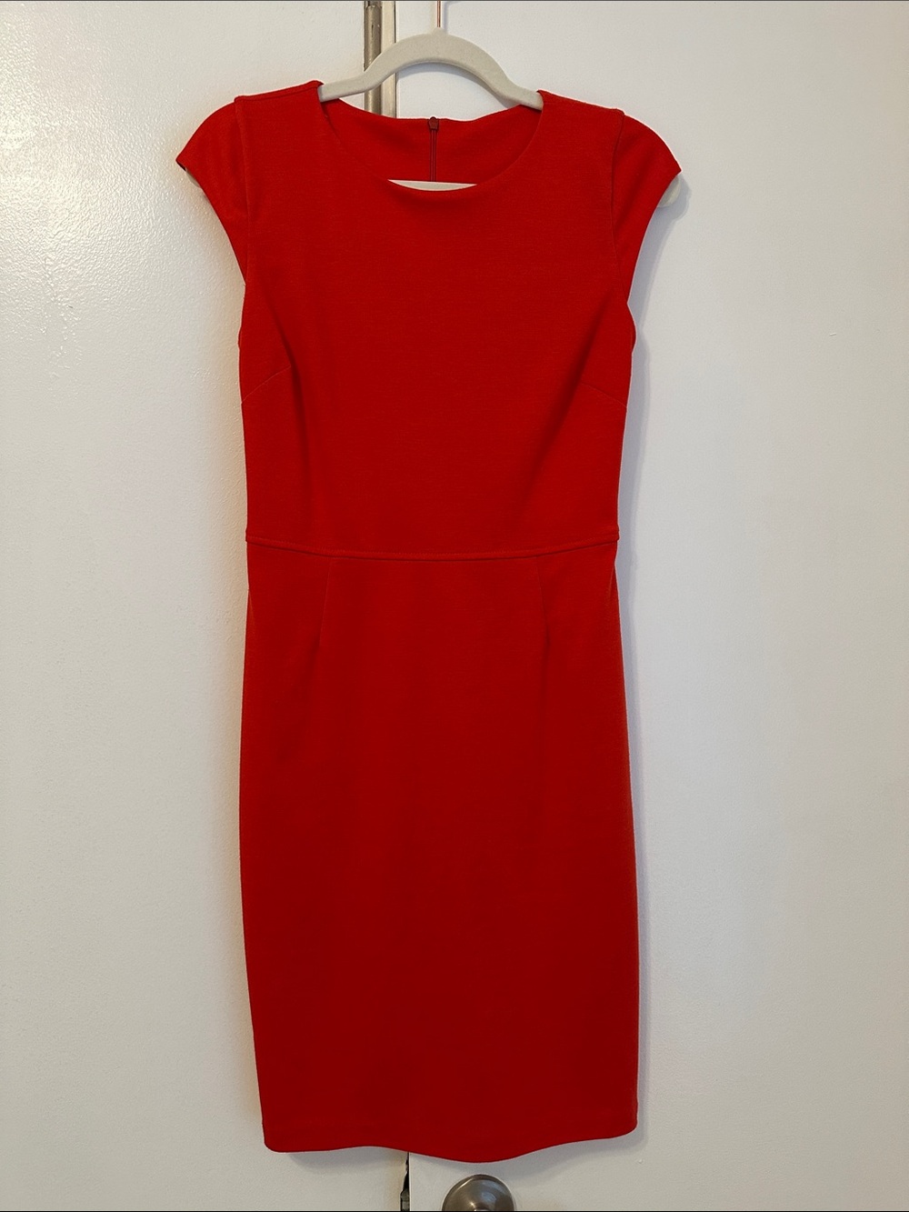 Classic Red Cap-Sleeve Sheath Dress